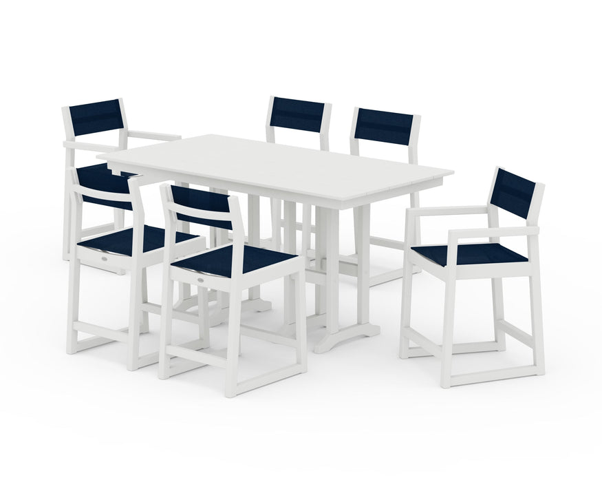 POLYWOOD® EDGE Sling 7-Piece Farmhouse Counter Set