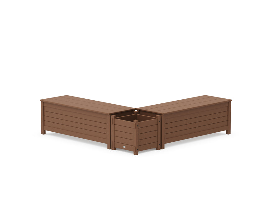 POLYWOOD® 48" Nautical L- Shaped Planter Storage Bench Set