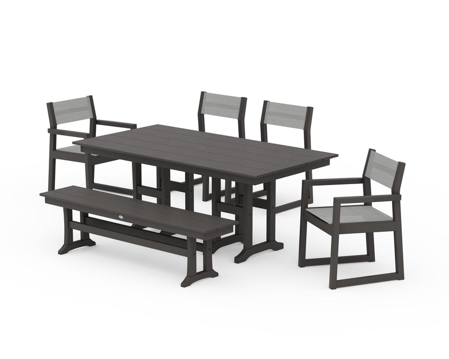 POLYWOOD® EDGE Sling 6-Piece Farmhouse Dining Set