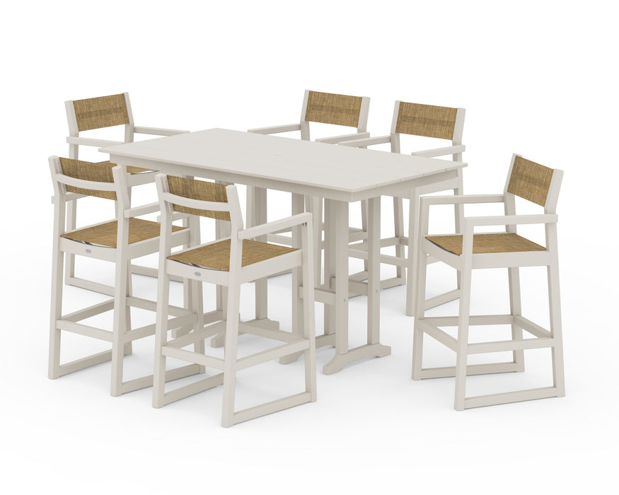 POLYWOOD® EDGE Sling Arm Chair 7-Piece Farmhouse Bar Set