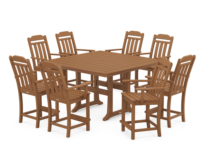 Country Living by POLYWOOD 9-Piece Square Counter Set with Trestle Legs