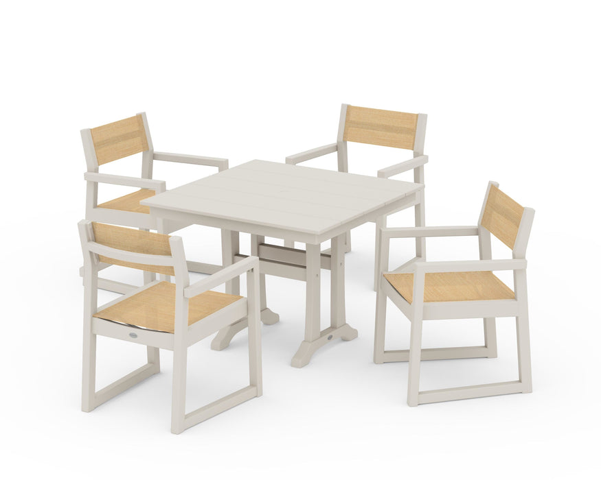 POLYWOOD® EDGE Sling 5-Piece Farmhouse Dining Set with Trestle Legs