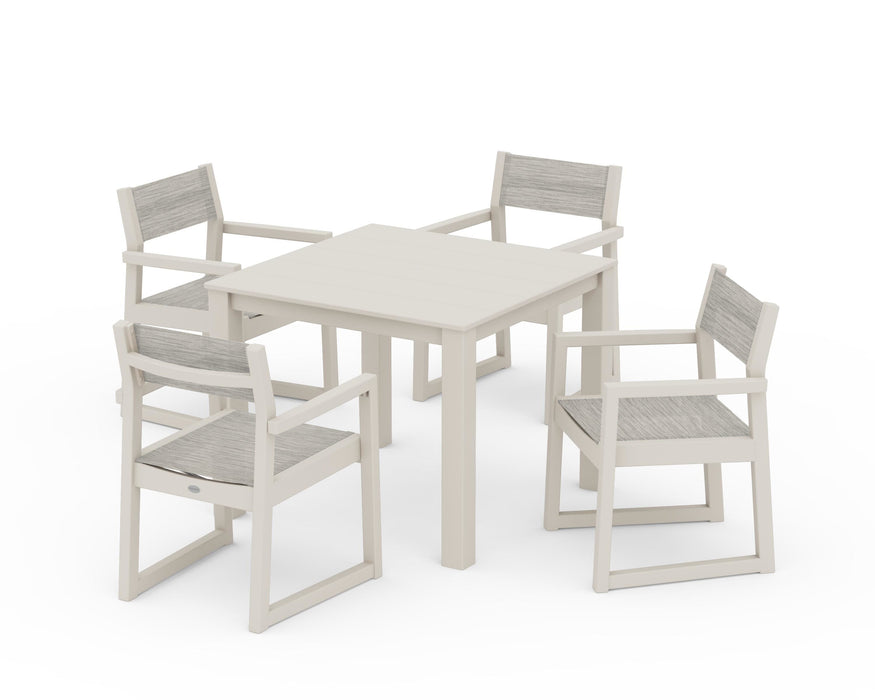 POLYWOOD® EDGE Sling Arm Chair 5-Piece Parsons Dining Set