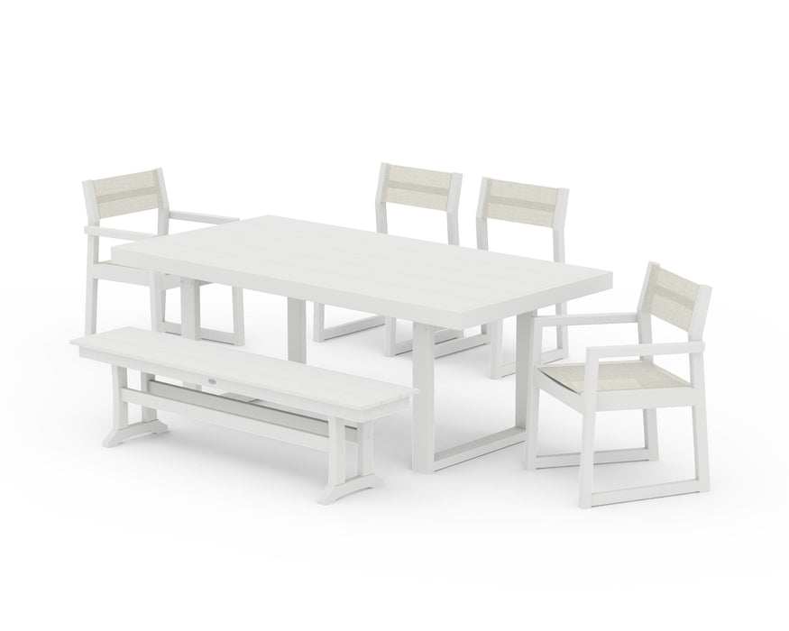 POLYWOOD® EDGE Sling 6-Piece Dining Set with Bench