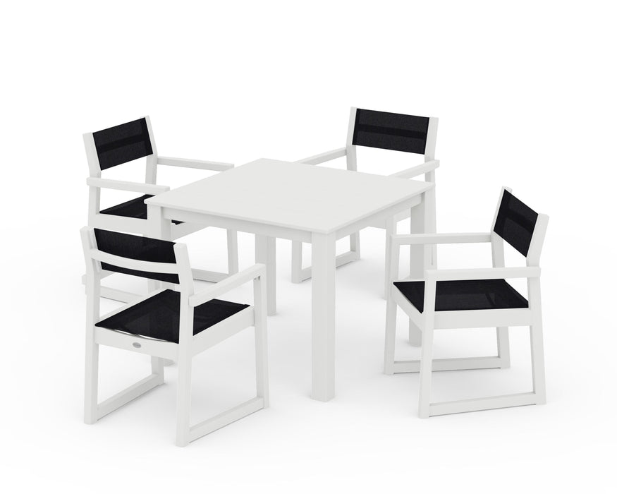 POLYWOOD® EDGE Sling Arm Chair 5-Piece Parsons Dining Set