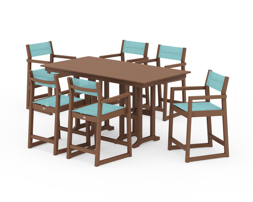 POLYWOOD® EDGE Sling Arm Chair 7-Piece Farmhouse Counter Set