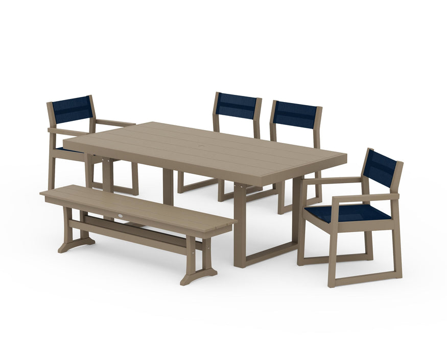 POLYWOOD® EDGE Sling 6-Piece Dining Set with Bench