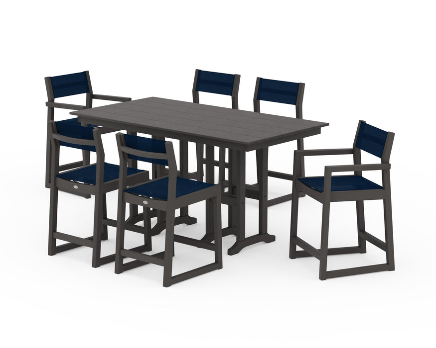 POLYWOOD® EDGE Sling 7-Piece Farmhouse Counter Set