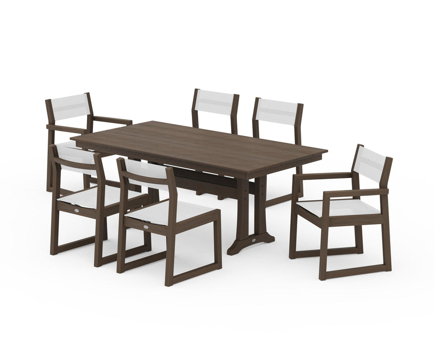 POLYWOOD® EDGE Sling 7-Piece Farmhouse Trestle Dining Set