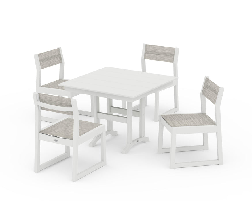 POLYWOOD® EDGE Sling Side Chair 5-Piece Farmhouse Dining Set