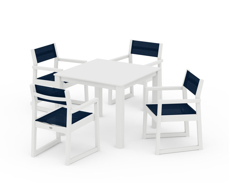 POLYWOOD® EDGE Sling Arm Chair 5-Piece Parsons Dining Set