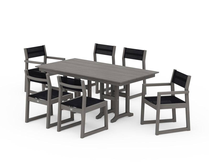 POLYWOOD® EDGE Sling 7-Piece Farmhouse Dining Set