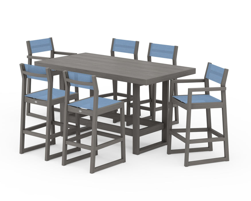 POLYWOOD® EDGE Sling 7-Piece Bar Table Set