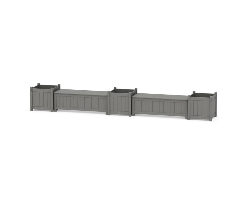 POLYWOOD® 48" Vineyard Straight Double Planter Storage Bench Set- Large