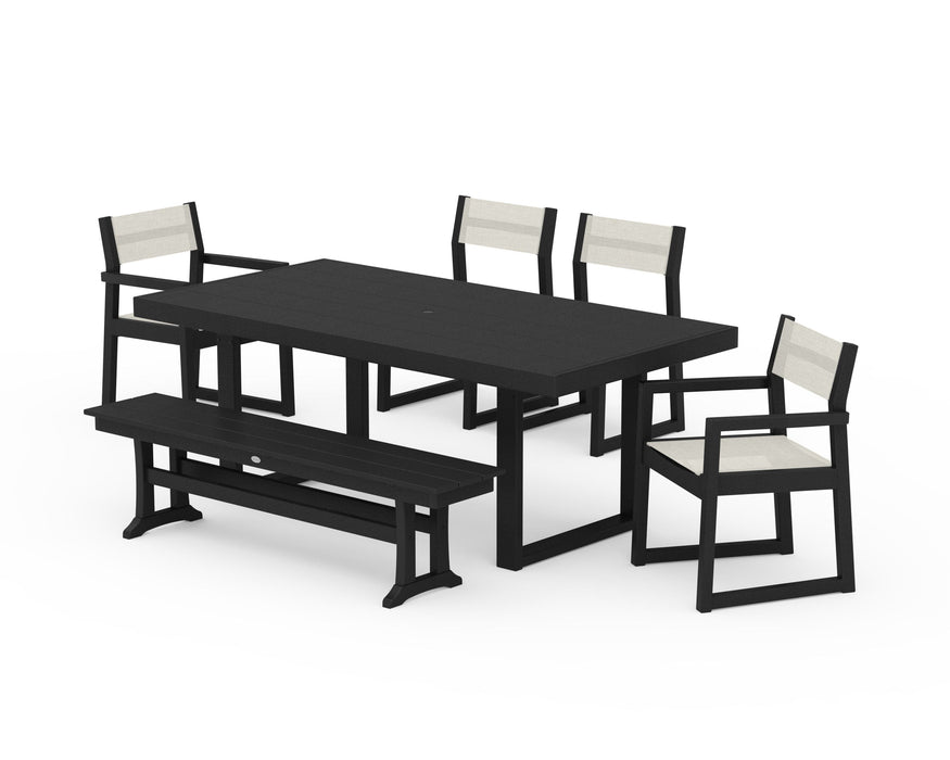 POLYWOOD® EDGE Sling 6-Piece Dining Set with Bench