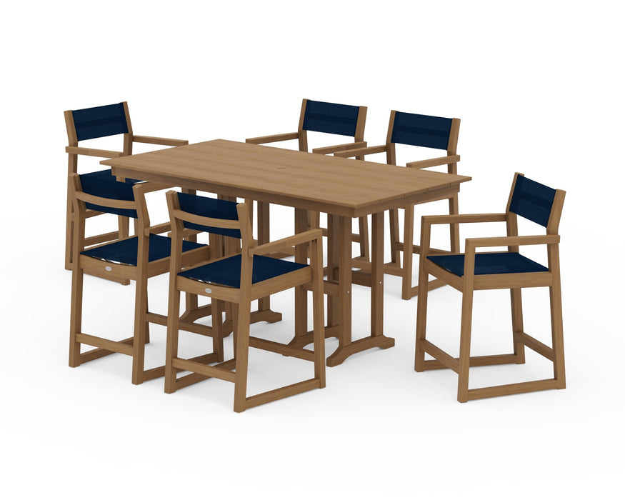 POLYWOOD® EDGE Sling Arm Chair 7-Piece Farmhouse Counter Set