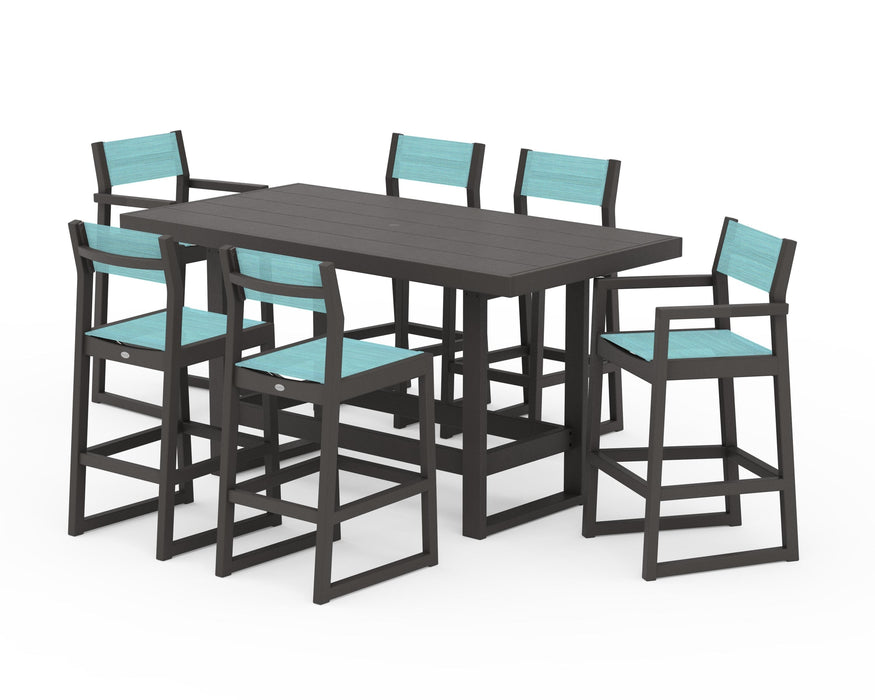 POLYWOOD® EDGE Sling 7-Piece Bar Table Set