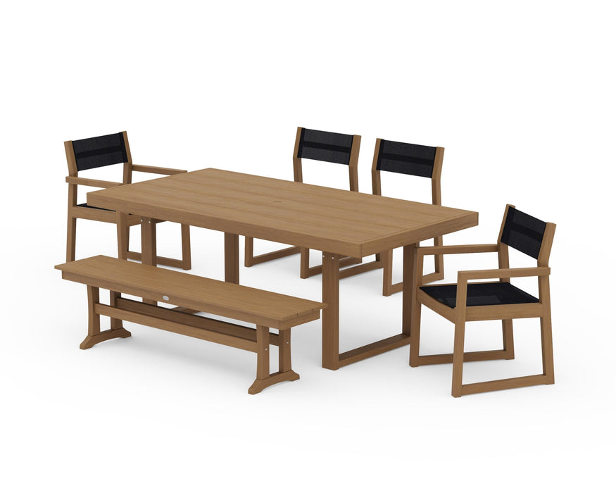 POLYWOOD® EDGE Sling 6-Piece Dining Set with Bench