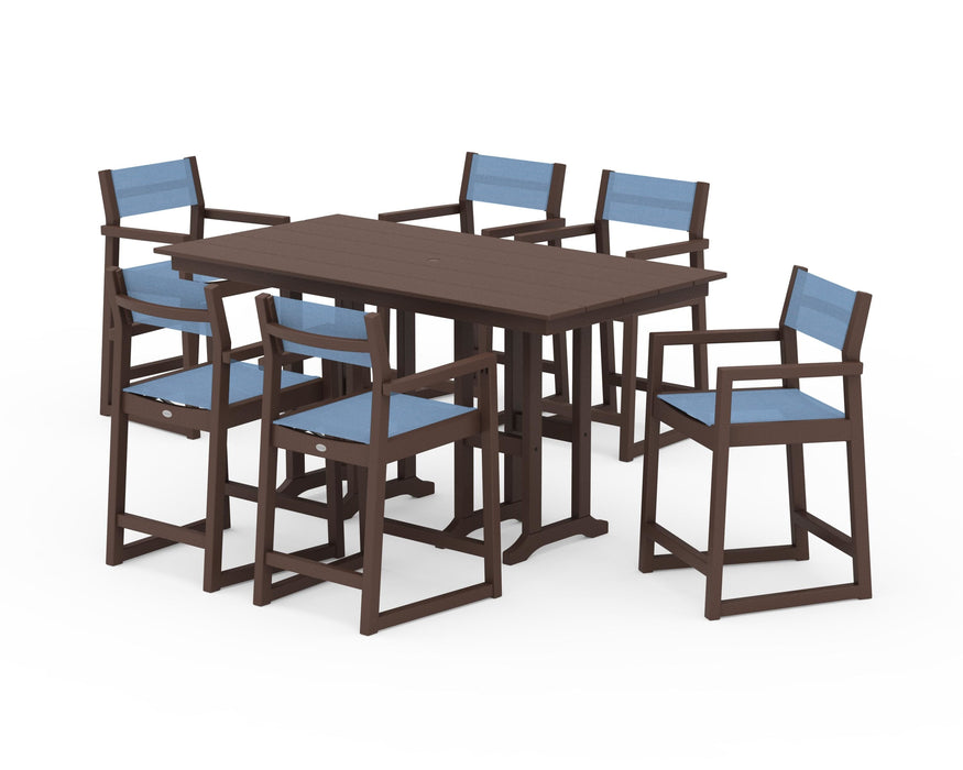 POLYWOOD® EDGE Sling Arm Chair 7-Piece Farmhouse Counter Set