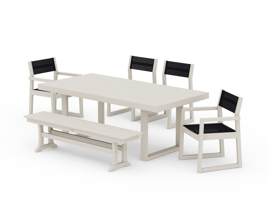 POLYWOOD® EDGE Sling 6-Piece Dining Set with Bench