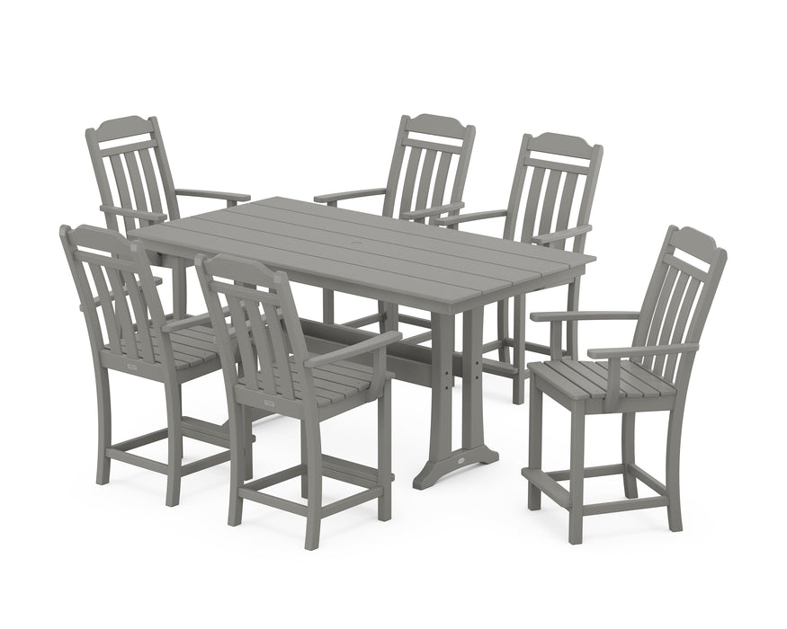 Country Living by POLYWOOD Arm Chair 7-Piece Farmhouse Counter Set with Trestle Legs