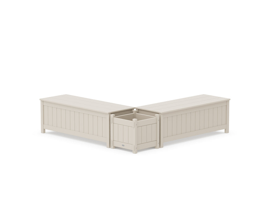 POLYWOOD® 48" Vineyard L- Shaped Planter Storage Bench Set