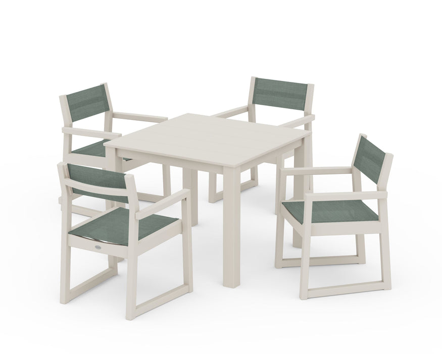 POLYWOOD® EDGE Sling Arm Chair 5-Piece Parsons Dining Set