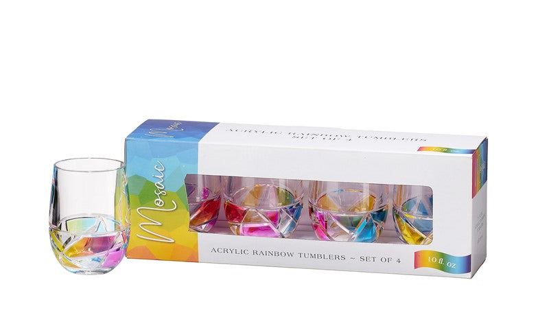 Mosaic 10oz Acrylic Tumbler Rainbow - Set of 4