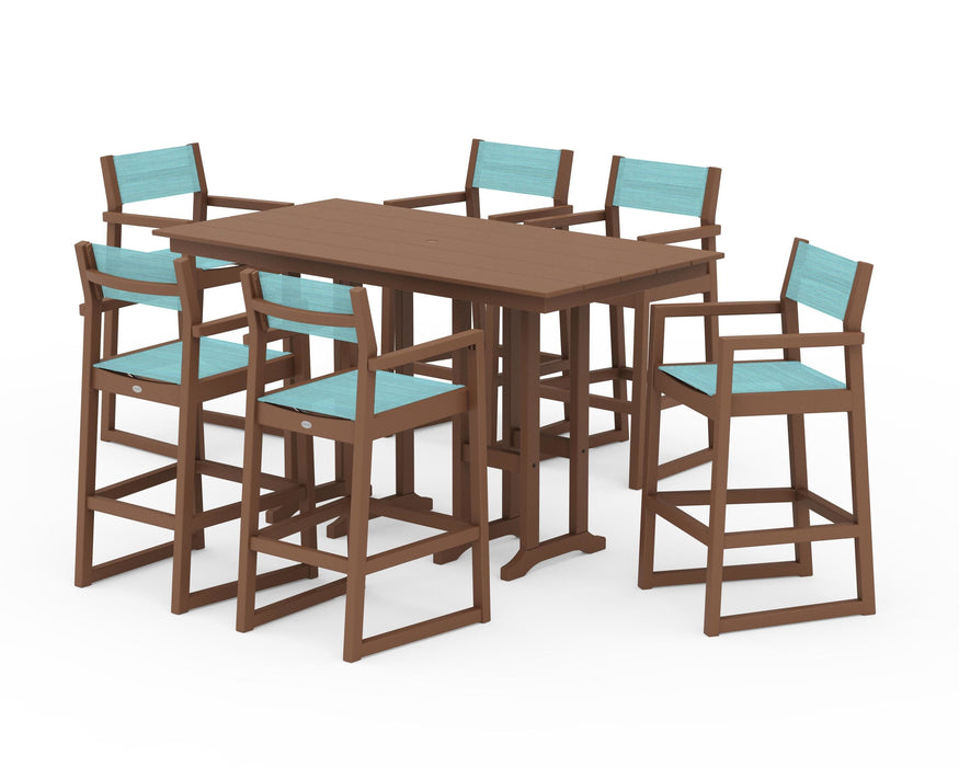 POLYWOOD® EDGE Sling Arm Chair 7-Piece Farmhouse Bar Set