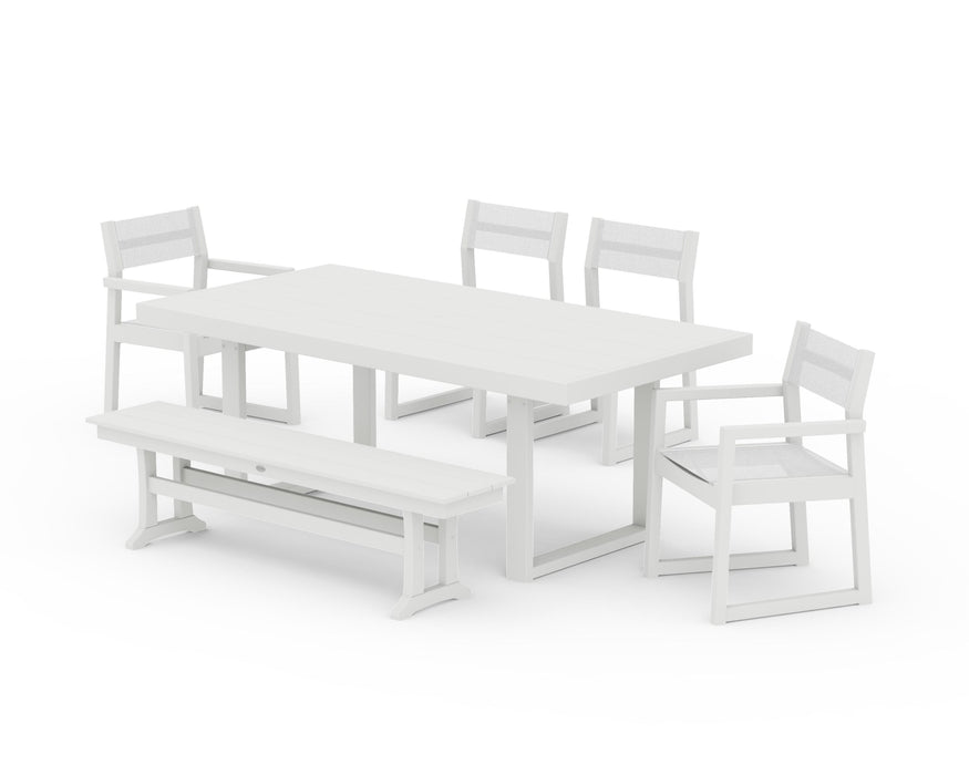 POLYWOOD® EDGE Sling 6-Piece Dining Set with Bench
