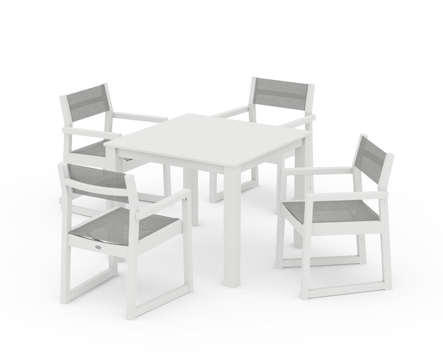 POLYWOOD® EDGE Sling Arm Chair 5-Piece Parsons Dining Set