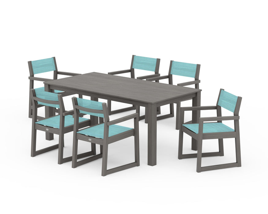 POLYWOOD® EDGE Sling Arm Chair 7-Piece Parsons Dining Set