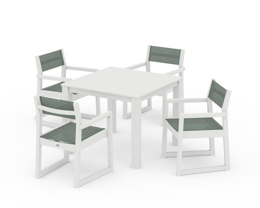 POLYWOOD® EDGE Sling Arm Chair 5-Piece Parsons Dining Set