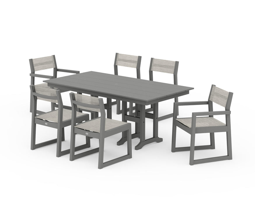 POLYWOOD® EDGE Sling 7-Piece Farmhouse Dining Set