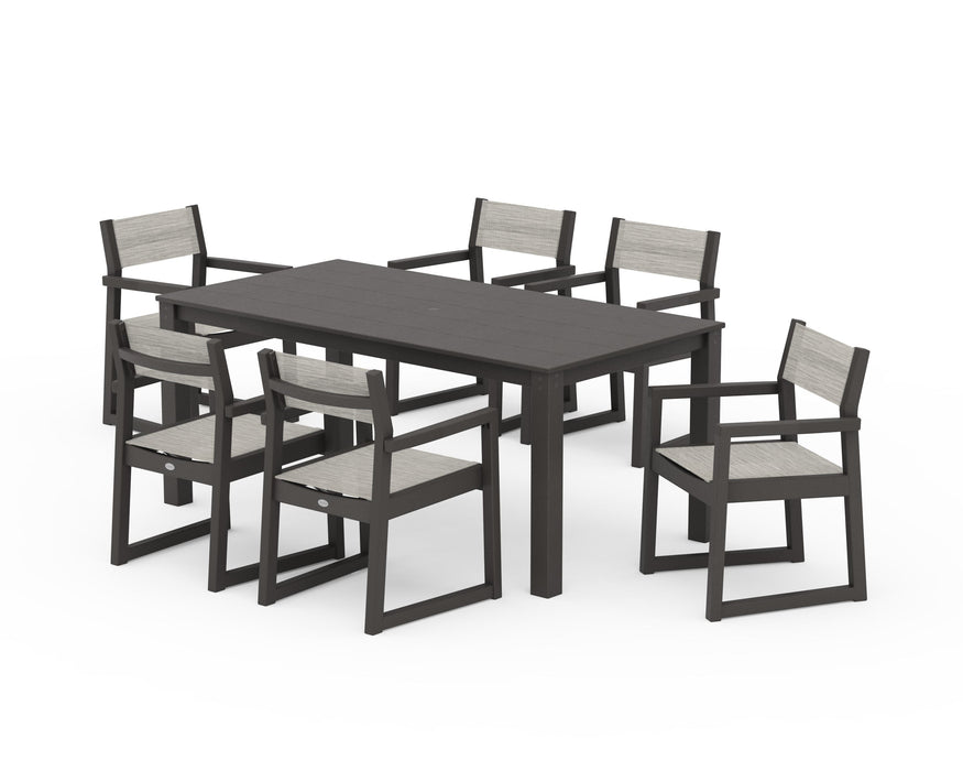 POLYWOOD® EDGE Sling Arm Chair 7-Piece Parsons Dining Set