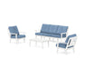 POLYWOOD Prairie 4-Piece Deep Seating Set with Sofa in White / Sky Blue