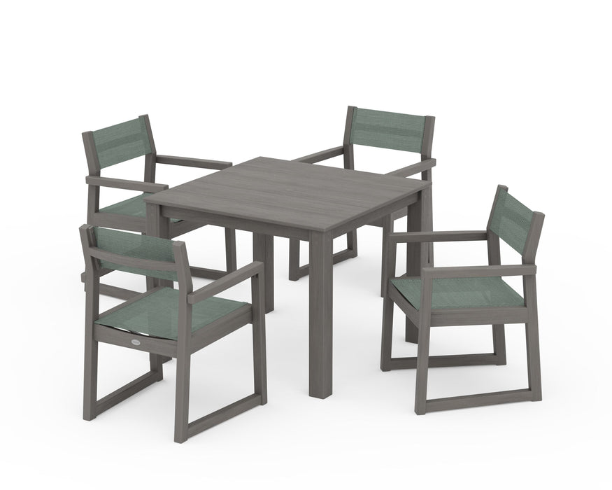 POLYWOOD® EDGE Sling Arm Chair 5-Piece Parsons Dining Set