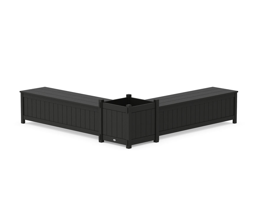 POLYWOOD® 60" Vineyard L- Shaped Planter Storage Bench Set- Large