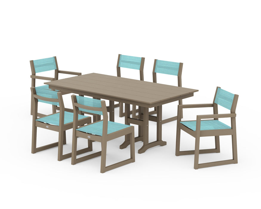 POLYWOOD® EDGE Sling 7-Piece Farmhouse Dining Set