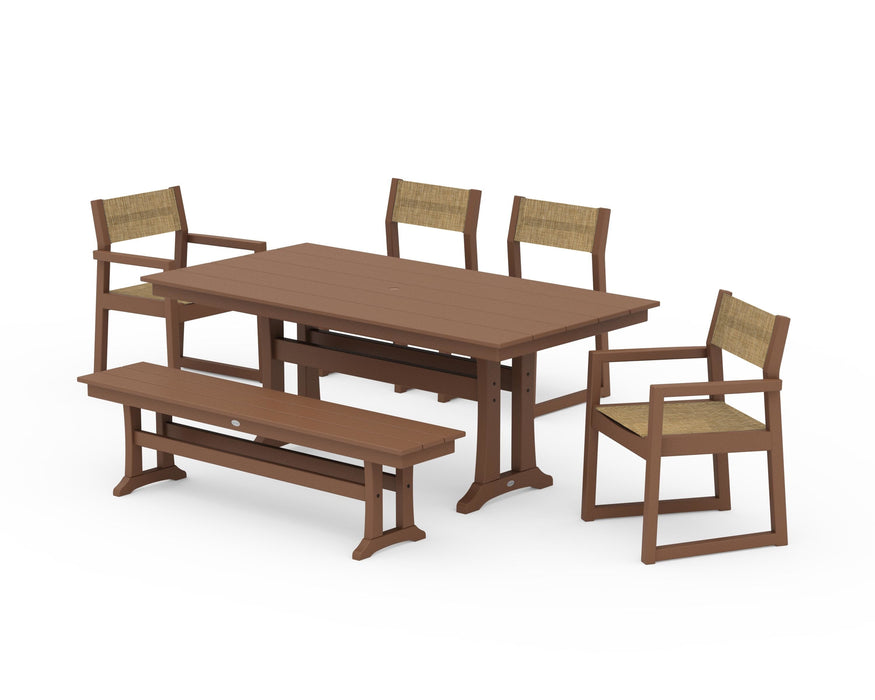 POLYWOOD® EDGE Sling 6-Piece Farmhouse Dining Set With Trestle Legs