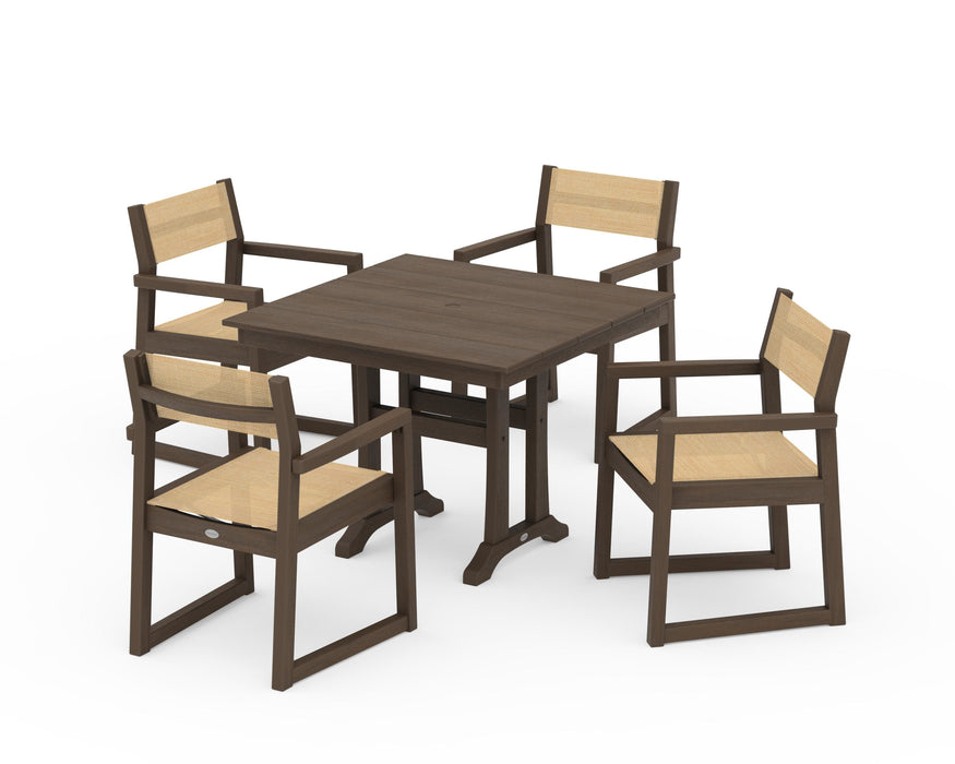 POLYWOOD® EDGE Sling 5-Piece Farmhouse Dining Set with Trestle Legs