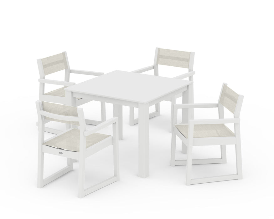 POLYWOOD® EDGE Sling Arm Chair 5-Piece Parsons Dining Set