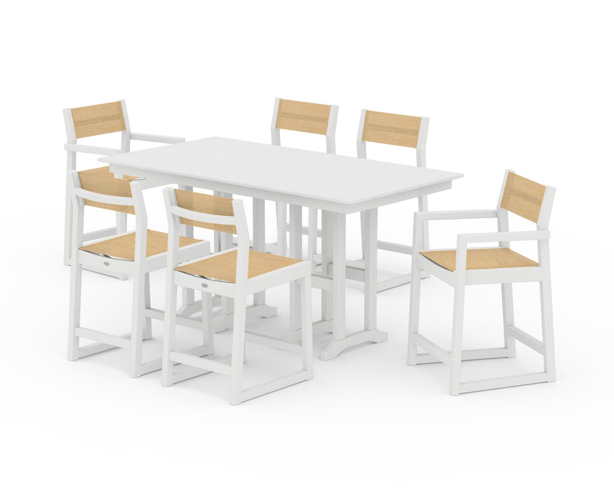 POLYWOOD® EDGE Sling 7-Piece Farmhouse Counter Set