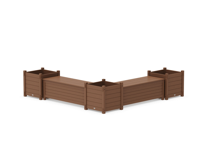 POLYWOOD® 48" Nautical L- Shaped Planter Storage Bench Corner Set- Large