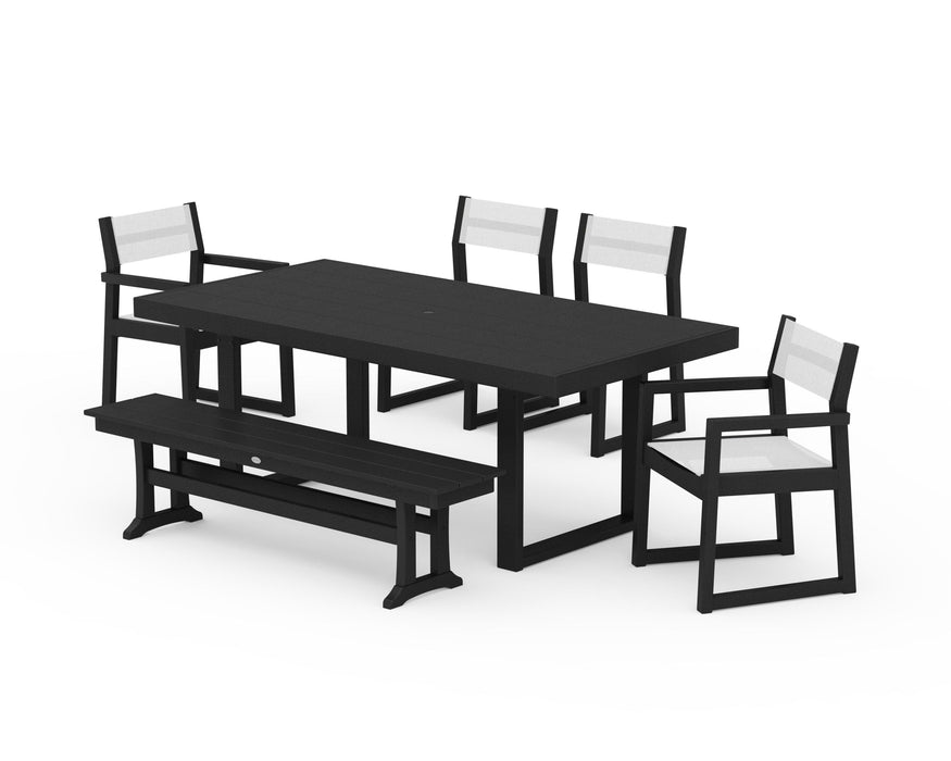 POLYWOOD® EDGE Sling 6-Piece Dining Set with Bench