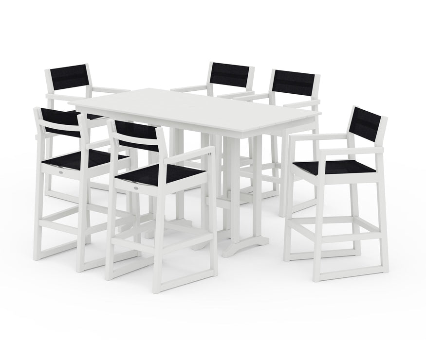 POLYWOOD® EDGE Sling Arm Chair 7-Piece Farmhouse Bar Set