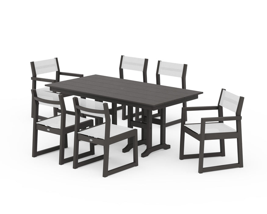 POLYWOOD® EDGE Sling 7-Piece Farmhouse Dining Set