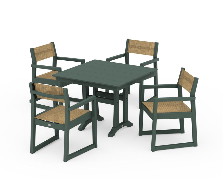 POLYWOOD® EDGE Sling 5-Piece Farmhouse Dining Set with Trestle Legs
