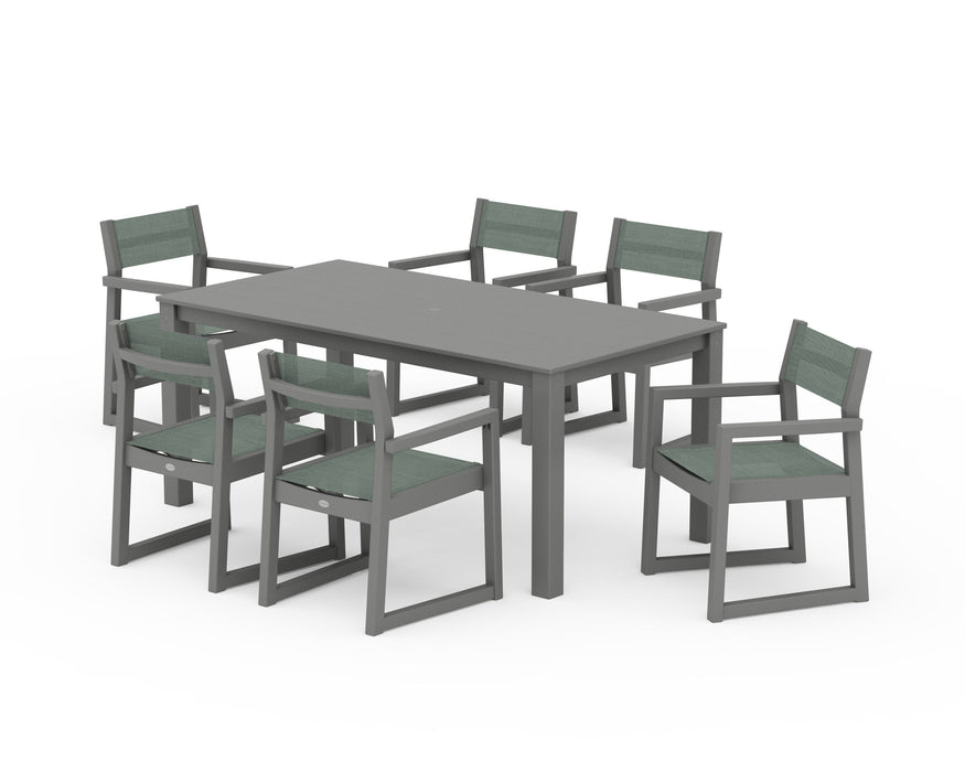 POLYWOOD® EDGE Sling Arm Chair 7-Piece Parsons Dining Set