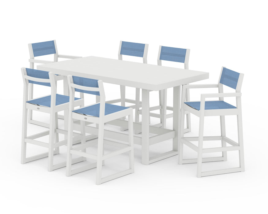 POLYWOOD® EDGE Sling 7-Piece Bar Table Set